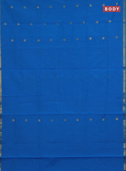 Semi maheswari cotton saree cs blue and pink with zari woven buttas and small zari woven border