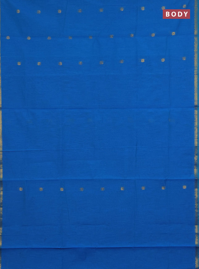 Semi maheswari cotton saree cs blue and pink with zari woven buttas and small zari woven border