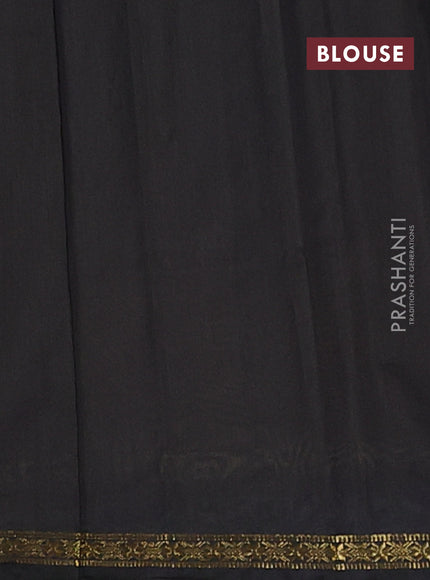 Semi maheswari cotton saree dark mustard and black with zari woven buttas and small zari woven border