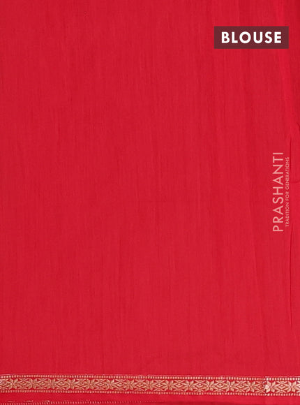 Semi maheswari cotton saree green and red with zari woven buttas and small zari woven border