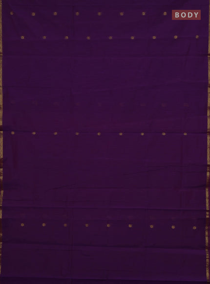 Semi maheswari cotton saree purple and orange with zari woven buttas and small zari woven border
