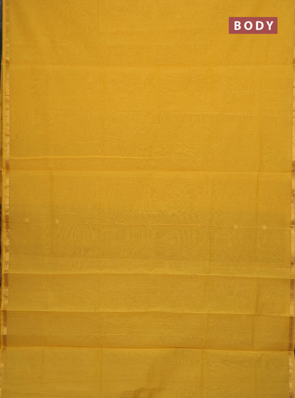 Semi maheswari cotton saree mustard yellow and purple with zari woven buttas and small zari woven border