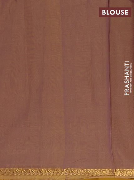 Semi maheswari cotton saree mustard yellow and purple with zari woven buttas and small zari woven border