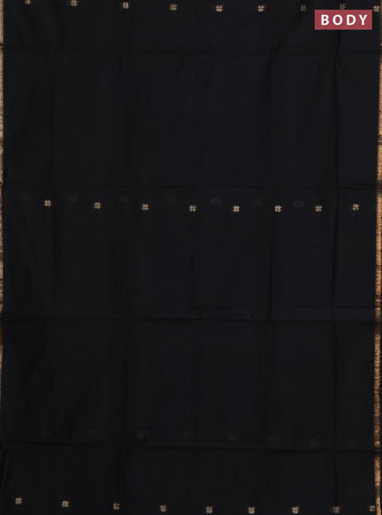 Semi maheswari cotton saree black and maroon with zari woven buttas and small zari woven border