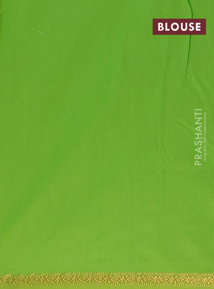 Semi maheswari cotton saree pale yellow and light green with zari woven buttas and small zari woven border