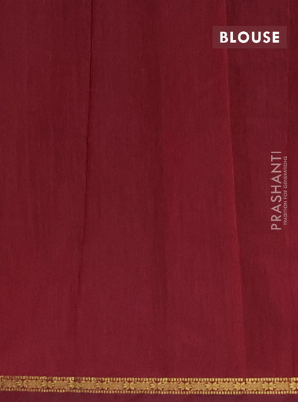 Semi maheswari cotton saree teal green and maroon with zari woven buttas and small zari woven border