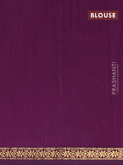 Semi maheswari cotton saree grey and deep purple with zari woven buttas and small zari woven border