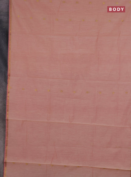 Semi maheswari cotton saree pastel pink and pink with zari woven buttas and small zari woven border