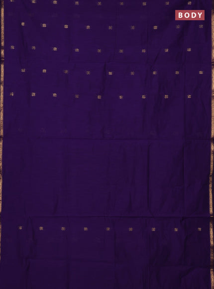 Semi maheswari cotton saree violet and dark mustard with zari woven buttas and small zari woven border