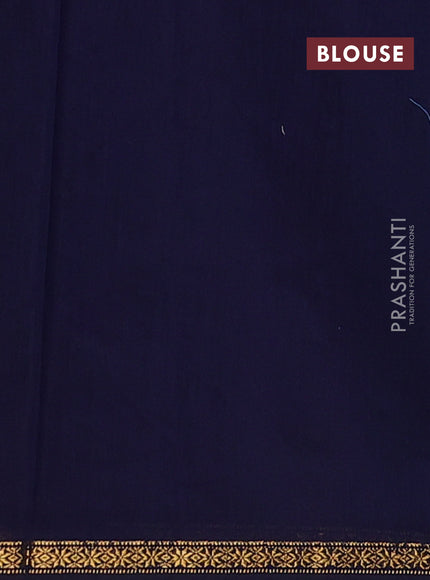 Semi maheswari cotton saree teal green and navy blue with zari woven buttas and small zari woven border