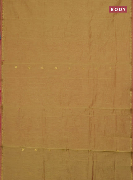 Semi maheswari cotton saree mustard yellow and pink with zari woven buttas and small zari woven border