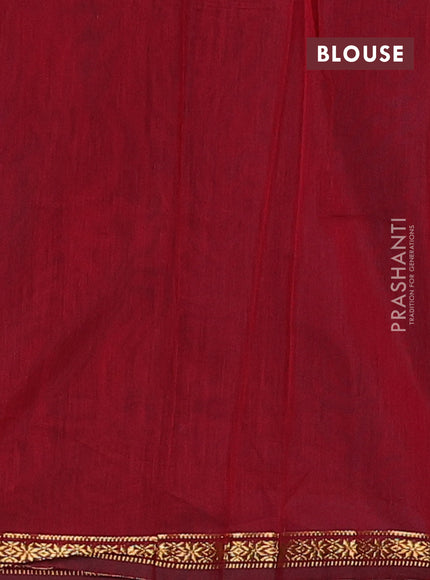 Semi maheswari cotton saree greyish blue and maroon with zari woven buttas and small zari woven border