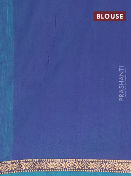 Semi maheswari cotton saree teal green and violet shade with zari woven buttas and small zari woven border