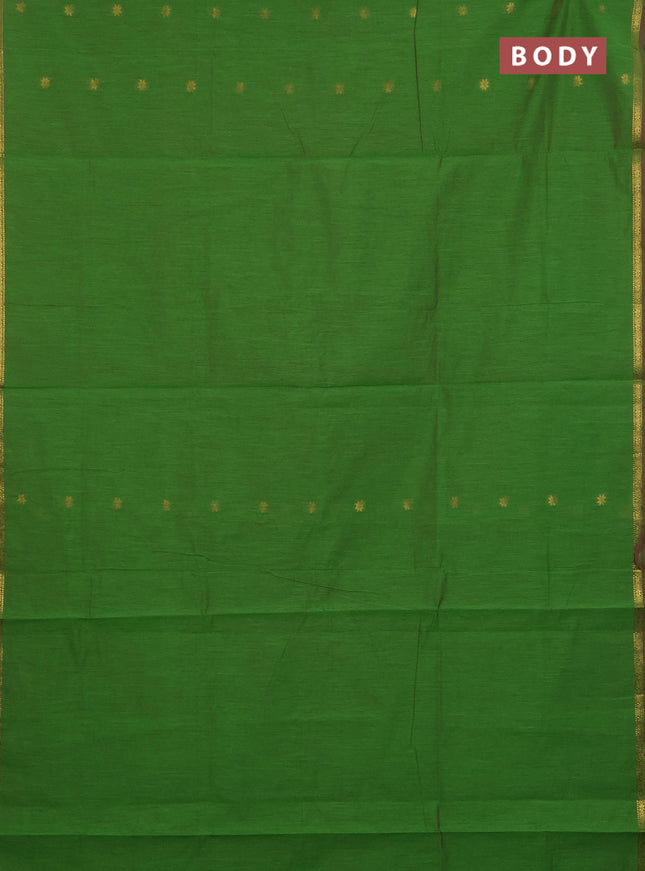 Semi maheswari cotton saree light green and pastel blue with zari woven buttas and small zari woven border