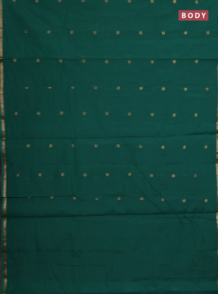 Semi maheswari cotton saree green and purple with zari woven buttas and small zari woven border