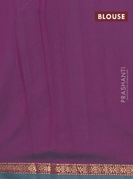 Semi maheswari cotton saree green and purple with zari woven buttas and small zari woven border