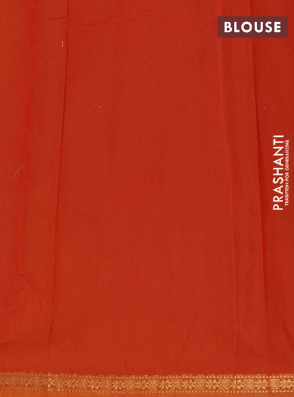 Semi maheswari cotton saree fluorescent green and orange with zari woven buttas and small zari woven border