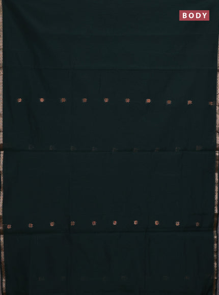 Semi maheswari cotton saree mehendi green and bottle green with zari woven buttas and small zari woven border