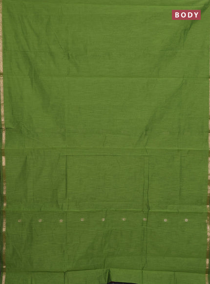 Semi maheswari cotton saree green and mauve pink with zari woven buttas and small zari woven border