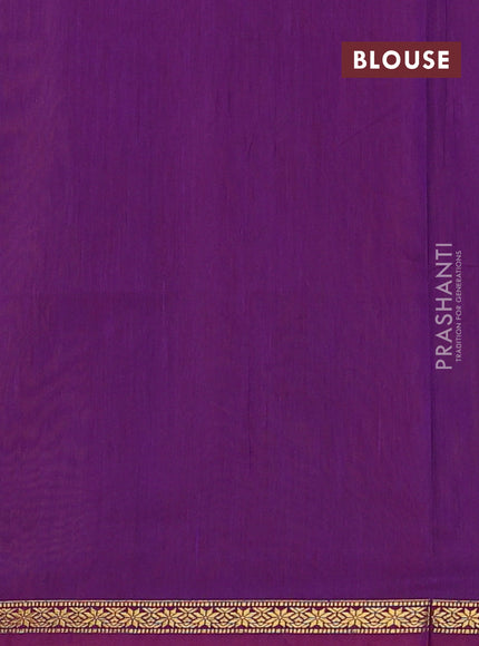 Semi maheswari cotton saree mustard yellow and purple with zari woven buttas and small zari woven border