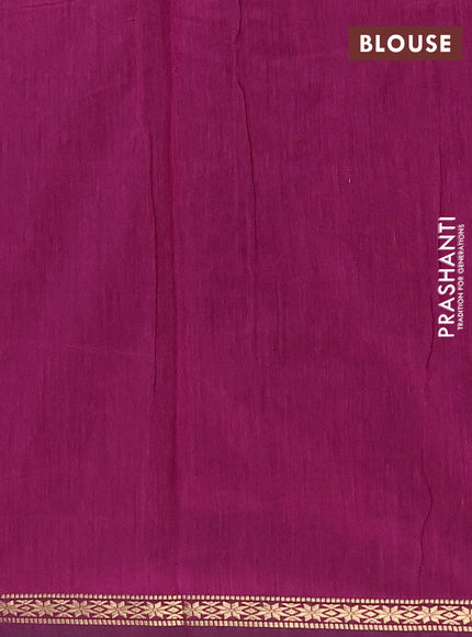 Semi maheswari cotton saree black and purple with zari woven buttas and small zari woven border