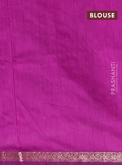Semi maheswari cotton saree bottle green and purple with zari woven buttas and small zari woven border