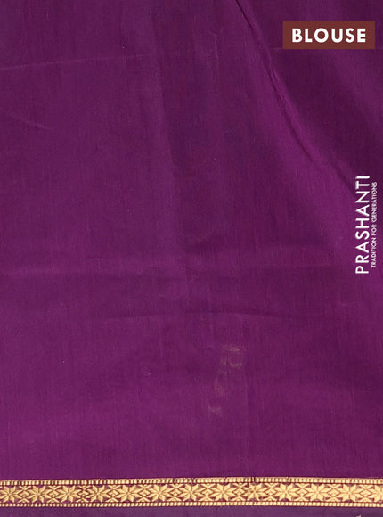Semi maheswari cotton saree grey and purple with zari woven buttas and small zari woven border