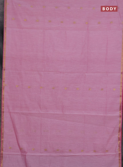Semi maheswari cotton saree light pink and pink with zari woven buttas and small zari woven border