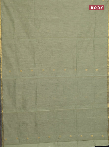 Semi maheswari cotton saree pastel green and navy blue with zari woven buttas and small zari woven border