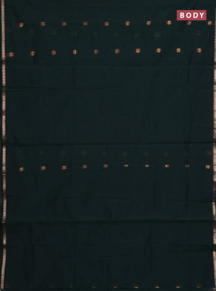 Semi maheswari cotton saree bottle green and mehendi green with zari woven buttas and small zari woven border