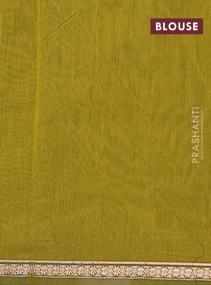 Semi maheswari cotton saree bottle green and mehendi green with zari woven buttas and small zari woven border