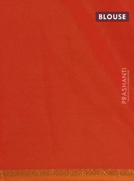 Semi maheswari cotton saree light green and dual shade of rustic orange with zari woven buttas and small zari woven border