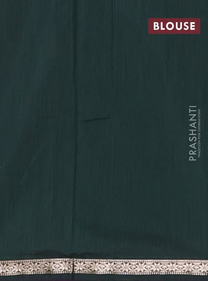 Semi maheswari cotton saree purple and bottle green with zari woven buttas and small zari woven border