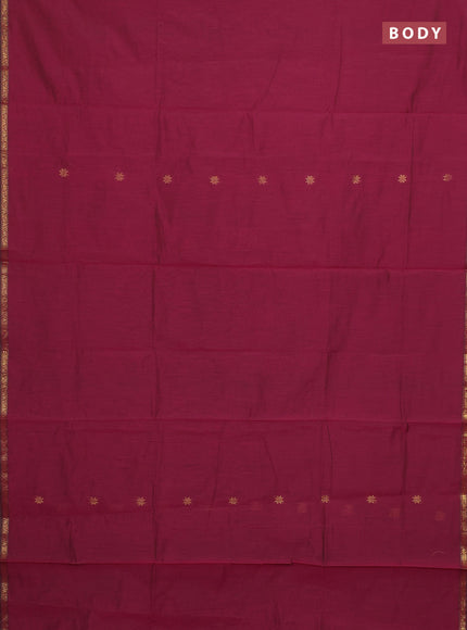 Semi maheswari cotton saree dual shade of pink and green with zari woven buttas and small zari woven border