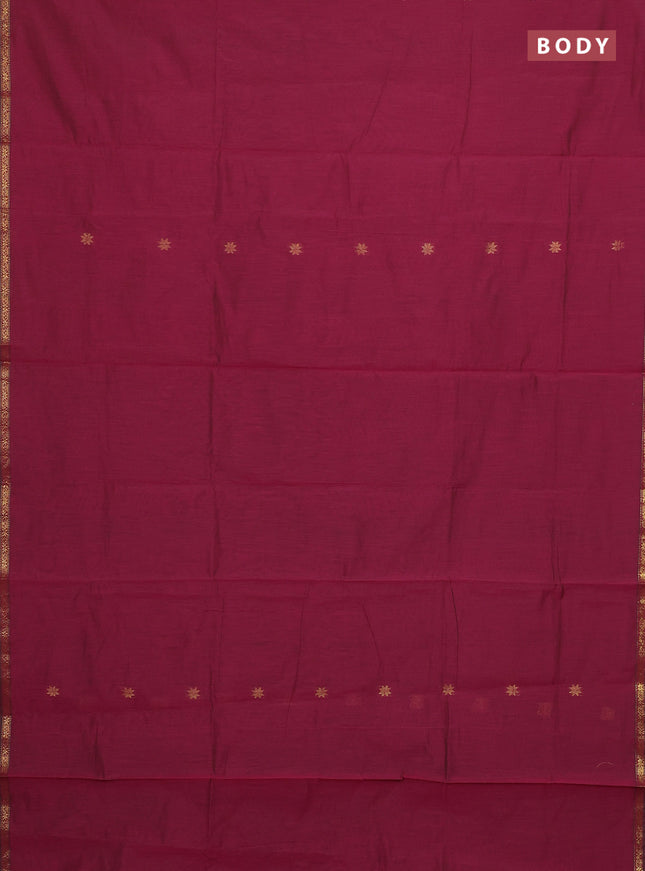 Semi maheswari cotton saree dual shade of pink and green with zari woven buttas and small zari woven border