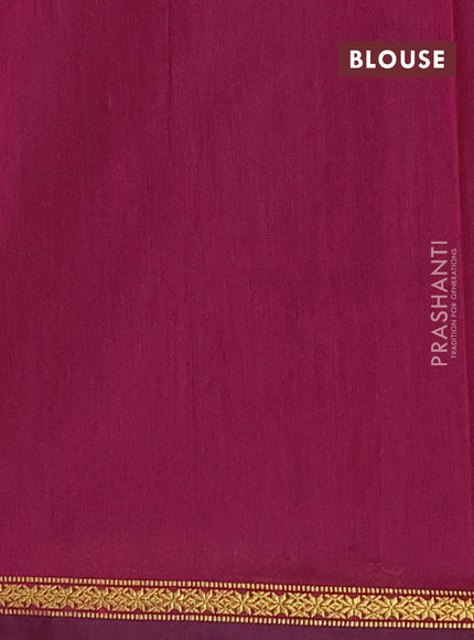 Semi maheswari cotton saree bottle green and dark magenta pink with zari woven buttas and small zari woven border
