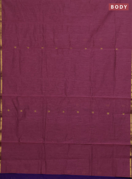 Semi maheswari cotton saree dark onion pink and violet with zari woven buttas and small zari woven border
