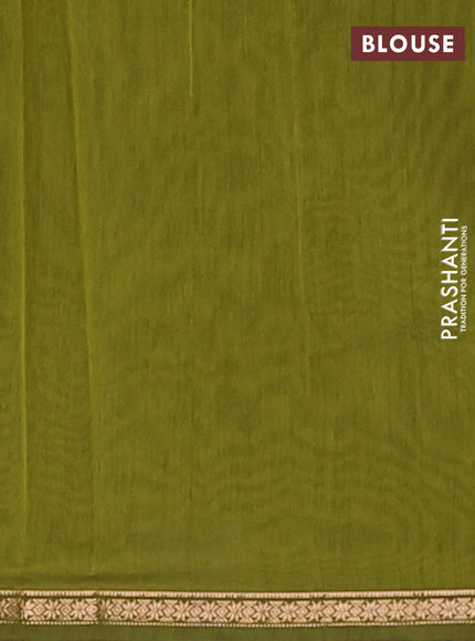 Semi maheswari cotton saree bottle green and light green shade with zari woven buttas and small zari woven border