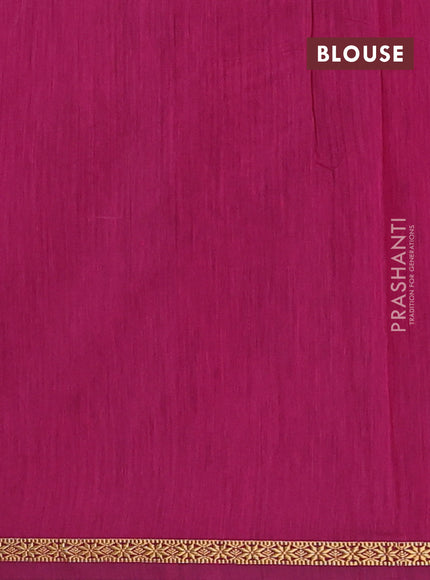 Semi maheswari cotton saree navy blue and magenta pink with zari woven buttas and small zari woven border