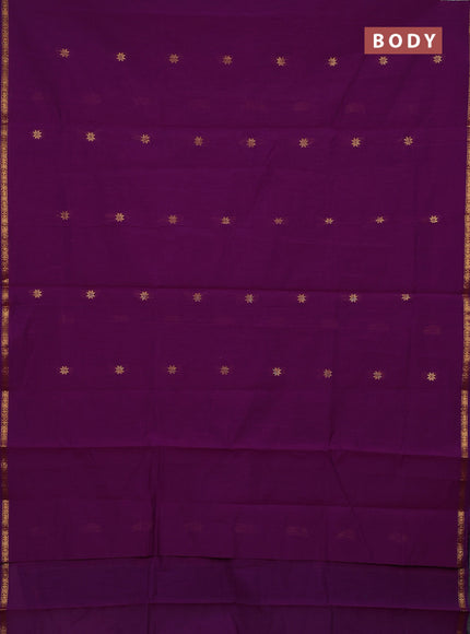 Semi maheswari cotton saree purple and violet with zari woven buttas and small zari woven border