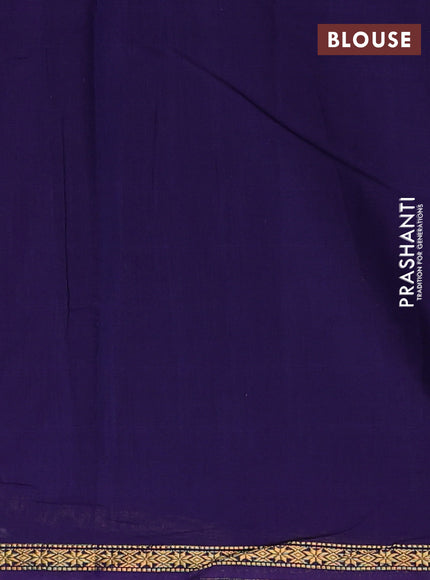 Semi maheswari cotton saree purple and violet with zari woven buttas and small zari woven border