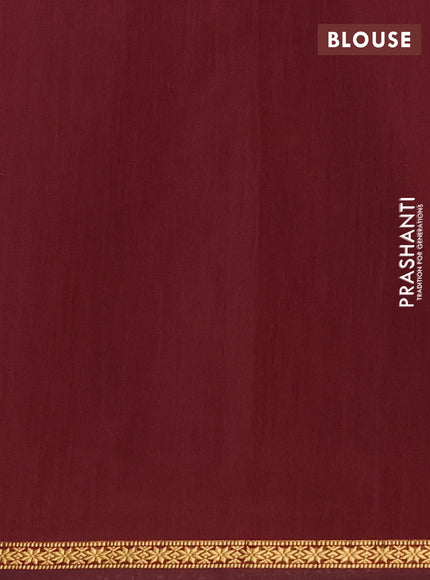 Semi maheswari cotton saree green and maroon with zari woven buttas and small zari woven border
