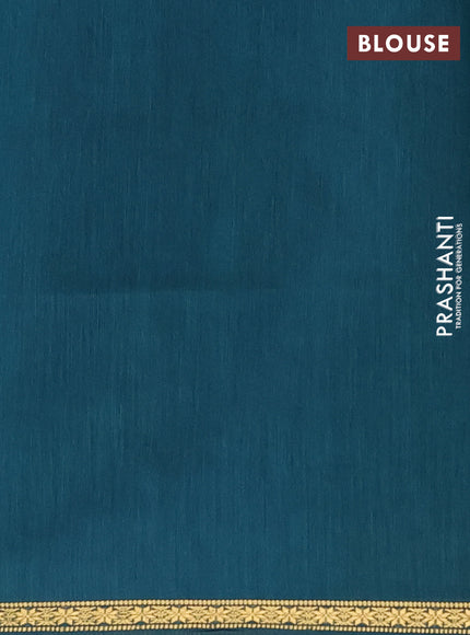 Semi maheswari cotton saree blue and peacock blue with zari woven buttas and small zari woven border