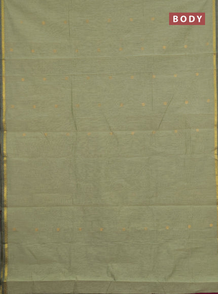Semi maheswari cotton saree pista green and wine with zari woven buttas and small zari woven border
