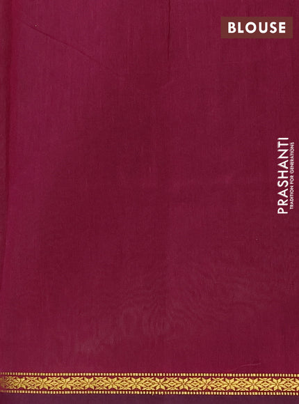 Semi maheswari cotton saree pista green and wine with zari woven buttas and small zari woven border