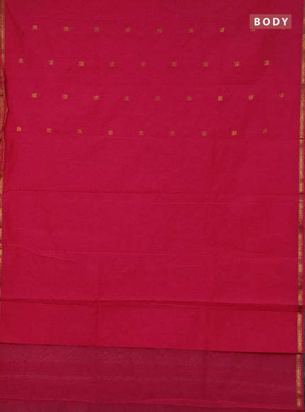 Semi maheswari cotton saree pink and light pink with zari woven buttas and small zari woven border