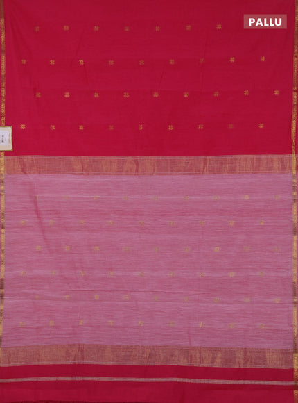 Semi maheswari cotton saree pink and light pink with zari woven buttas and small zari woven border