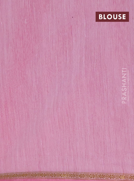 Semi maheswari cotton saree pink and light pink with zari woven buttas and small zari woven border