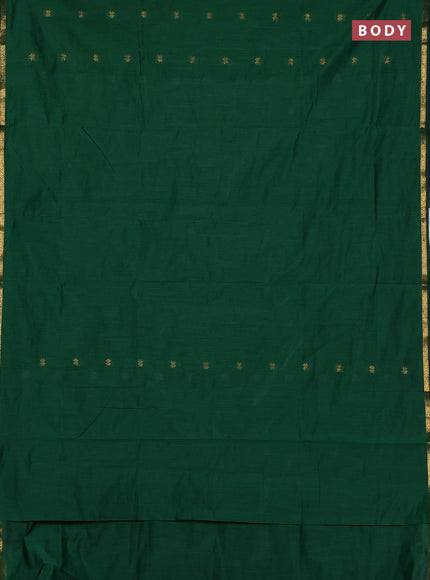 Semi maheswari cotton saree green and violet with zari woven buttas and small zari woven border
