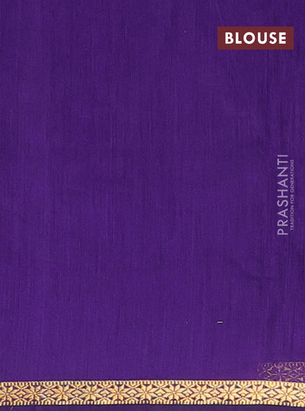 Semi maheswari cotton saree green and violet with zari woven buttas and small zari woven border